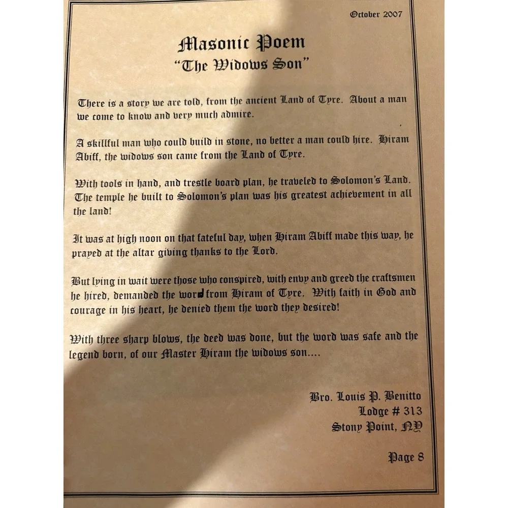 Free & Accepted Masons Masonic Poems & Lectures Spiral Bound 2008 Stony Point NY
